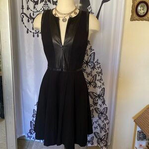 Rebecca Taylor Black leather dress size 4 front zip